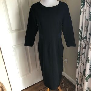 Boden size 12 black 3/4 sleeve dress with navy